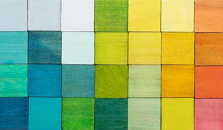 Grid of colorful wooden blocks
