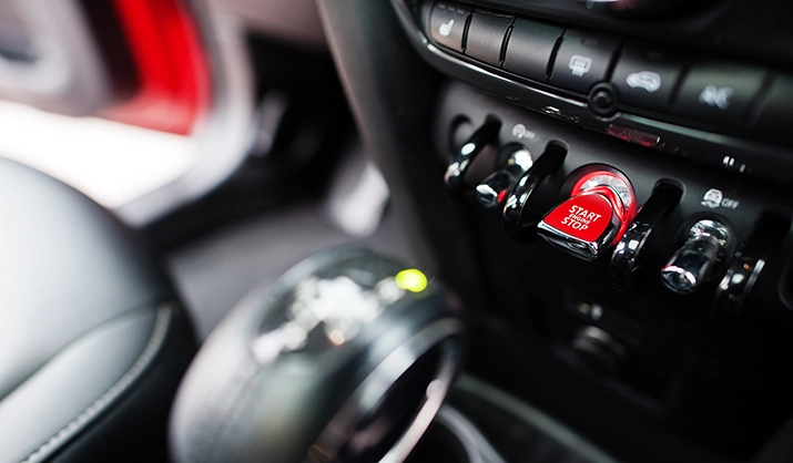Start stop engine button in car