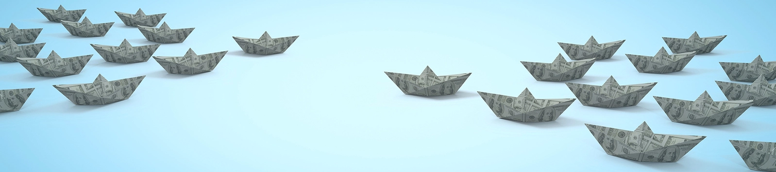 origami boats made from dollar bills