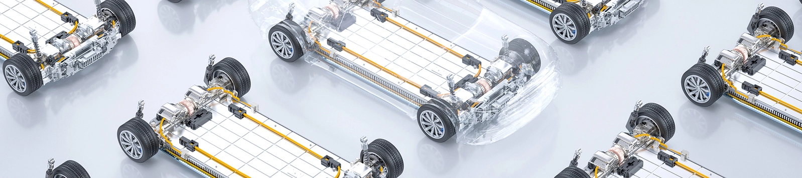 3d rendering electric cars assembly line