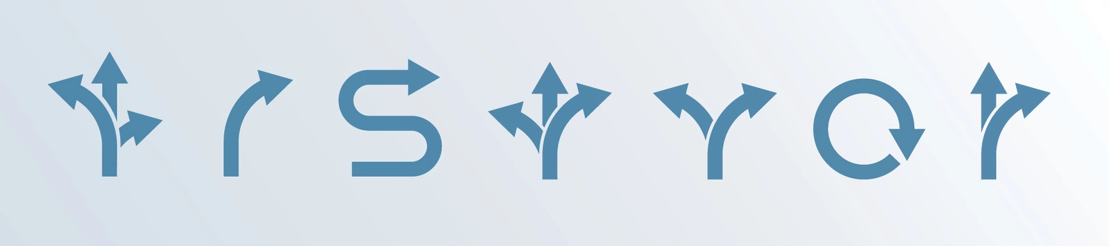 groups of arrows pointing in many directions