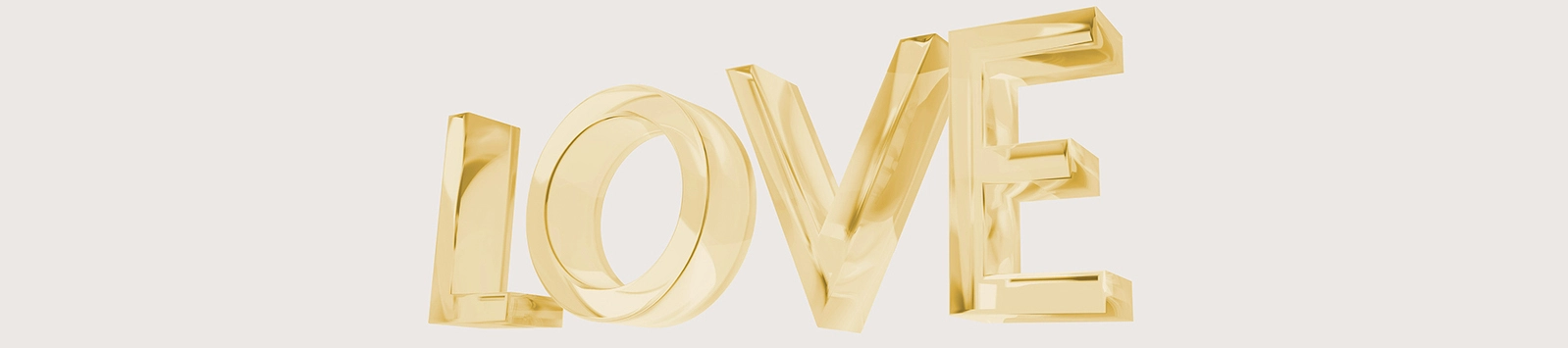 Illustration of 3d glass text spelling the word LOVE