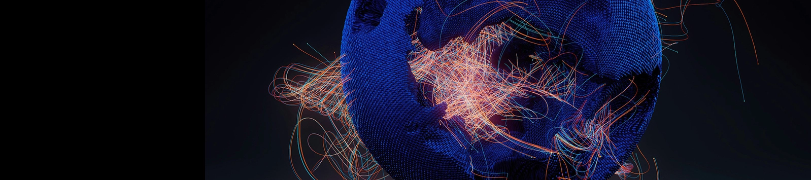 A stylized illustration of globe with networks of light